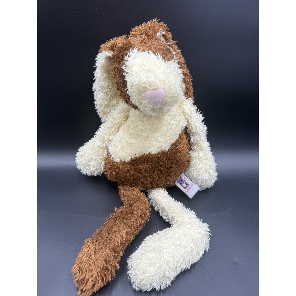 Manhattan Toy Co Ragalangs Bart Bunny Brown Cream Plush 23" Vintage 2000s